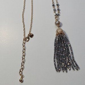 Talbots Silver Sparkle Tassel 36" Necklace